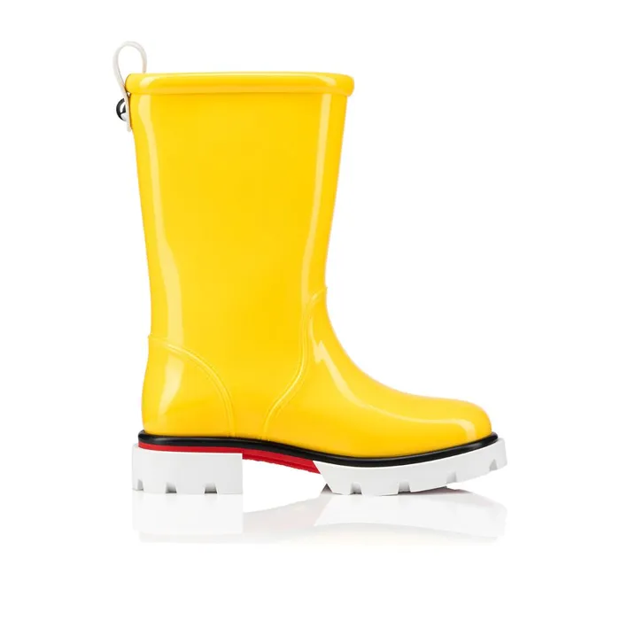 Kids Toy Pluie Rain Boots 8211 PVC And Patent Calf 8211 Sol Yellow Christian Louboutin Boots and Loafers