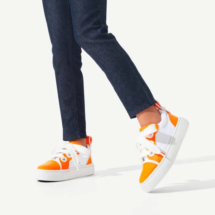 Kids Toy Toy Lowtop Sneakers 8211 Calf Leather And Neoprene 8211 Orange Orange Christian Louboutin Sneakers