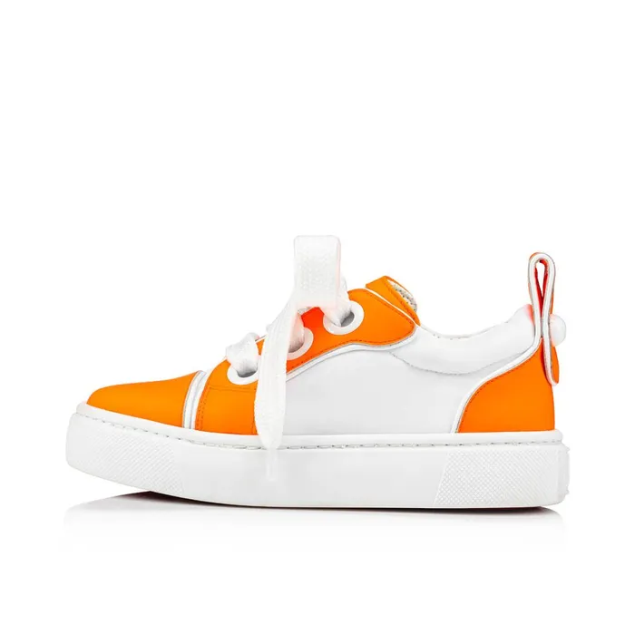 Kids Toy Toy Lowtop Sneakers 8211 Calf Leather And Neoprene 8211 Orange Orange Christian Louboutin Sneakers