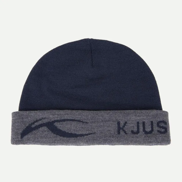 KJUS Accessories Unisex Logo Knit Beanie Deep Spacesteel Grey 8211 MenWomen