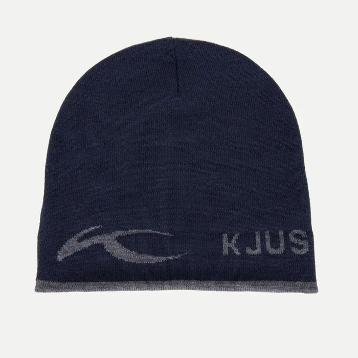 KJUS Accessories Unisex Logo Knit Beanie Deep Spacesteel Grey 8211 MenWomen