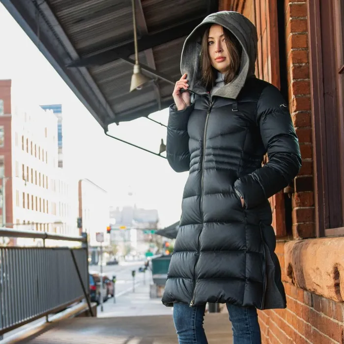 KJUS Jackets and Vests Oslo Coat Deep Spacesteel Grey Melange 8211 Women