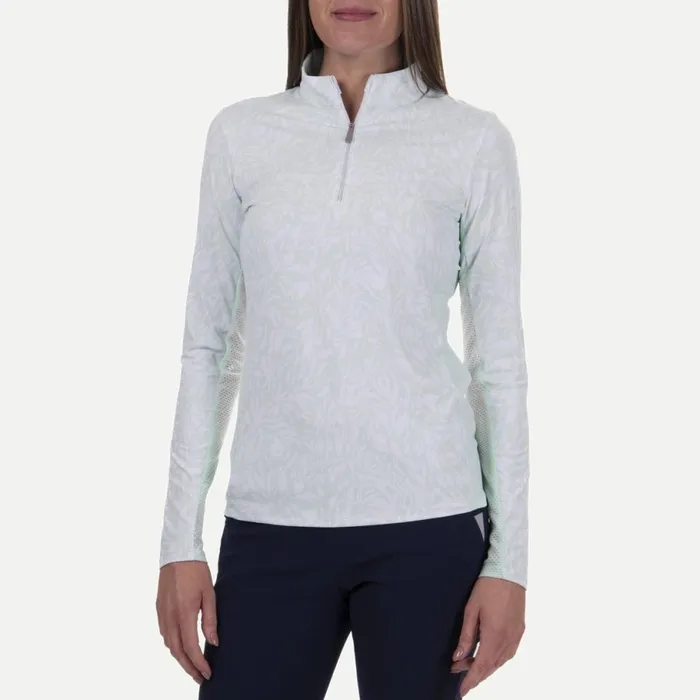 KJUS Midlayers and Sweaters Sunshine Printed HalfZip Cucumber Icewhite 8211 Women KJUS Midlayers and Sweaters Sunshine Printed HalfZip Cucumber Icewhite 8211 Women