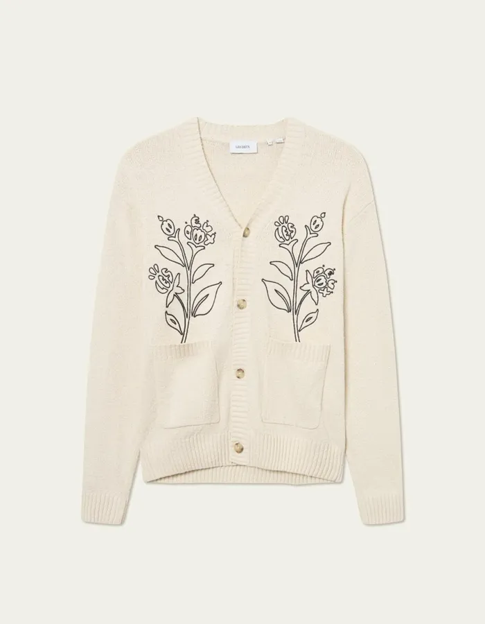 Knitwear Men Les Deux Brad Embroidery Cardigan 8211 Ivory