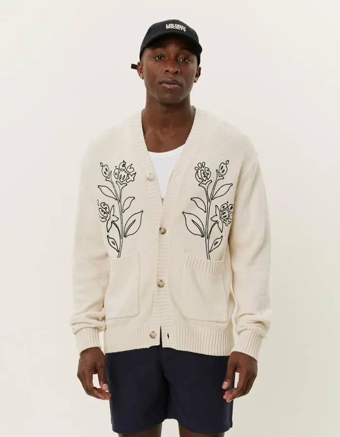 Knitwear Men Les Deux Brad Embroidery Cardigan 8211 Ivory