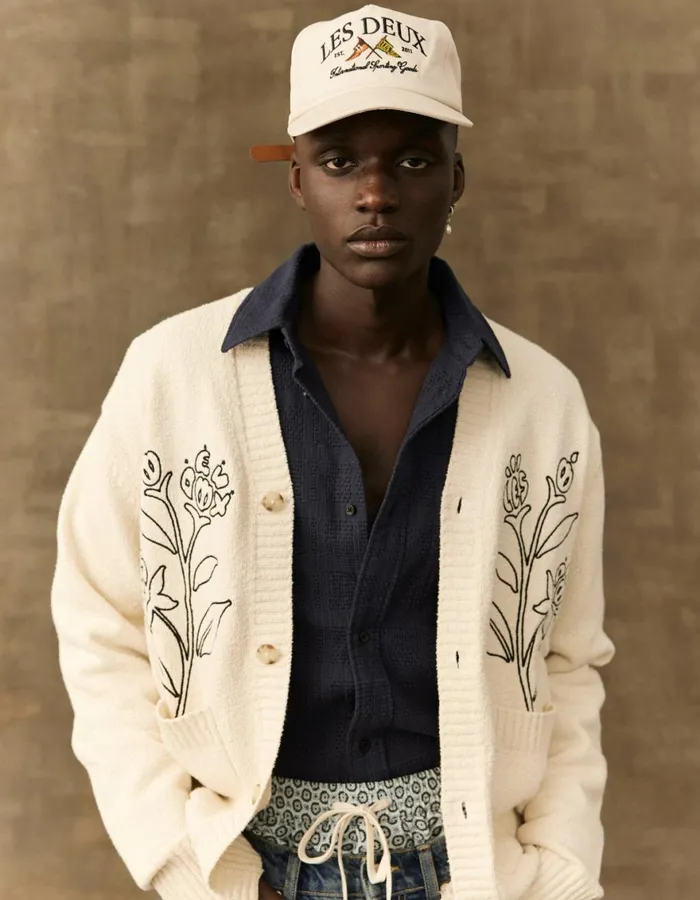 Knitwear Men Les Deux Brad Embroidery Cardigan 8211 Ivory