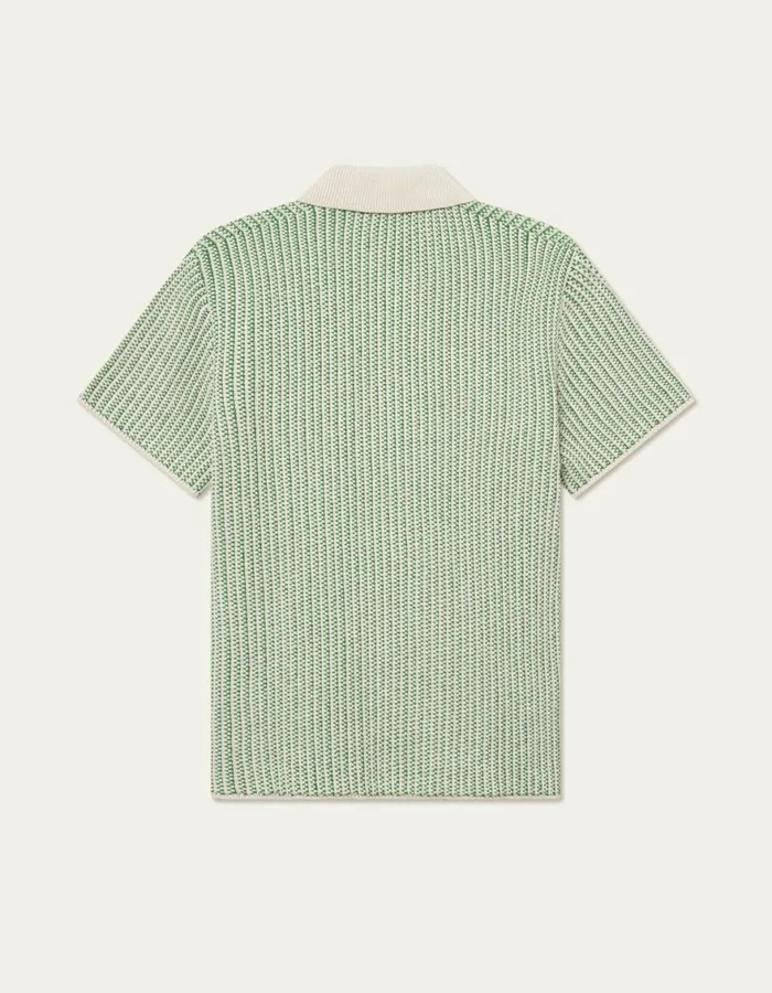 Knitwear Men Les Deux Easton Knitted SS Shirt 8211 IvoryVintage Green
