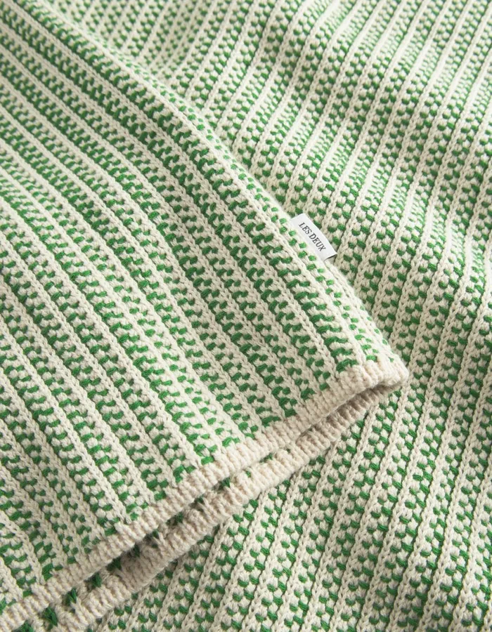 Knitwear Men Les Deux Easton Knitted SS Shirt 8211 IvoryVintage Green