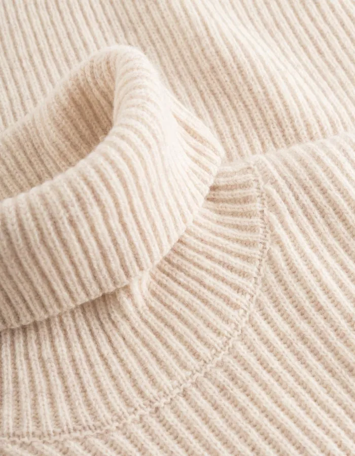 Knitwear Men Les Deux Eddie Wool Rib Rollneck Knit 8211 Light Sand Melange