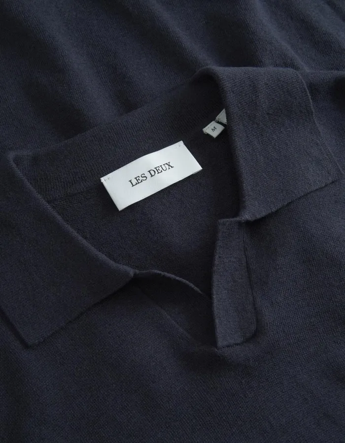 Knitwear Men Les Deux Emmanuel Polo Knit 8211 Dark Navy
