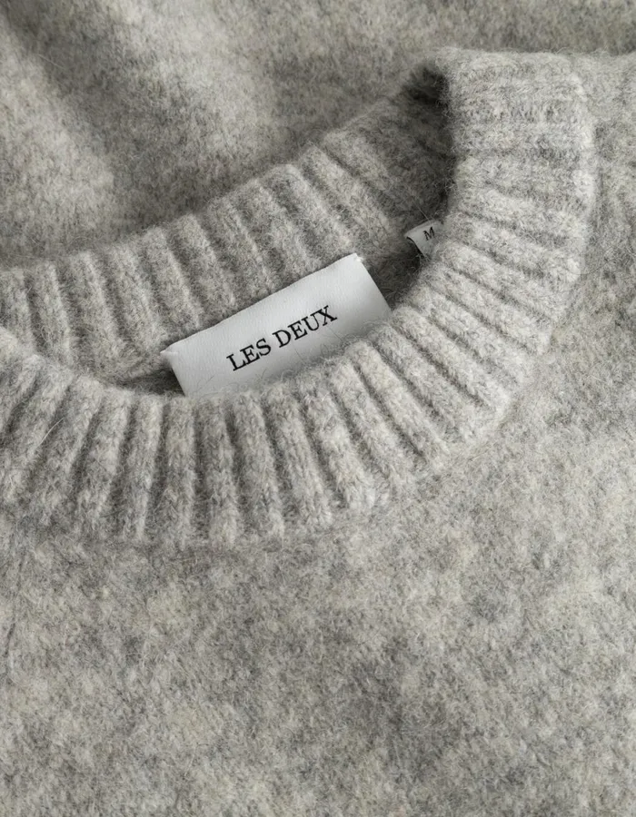 Knitwear Men Les Deux Gilbert Roundneck Knit 8211 Light Grey Melange