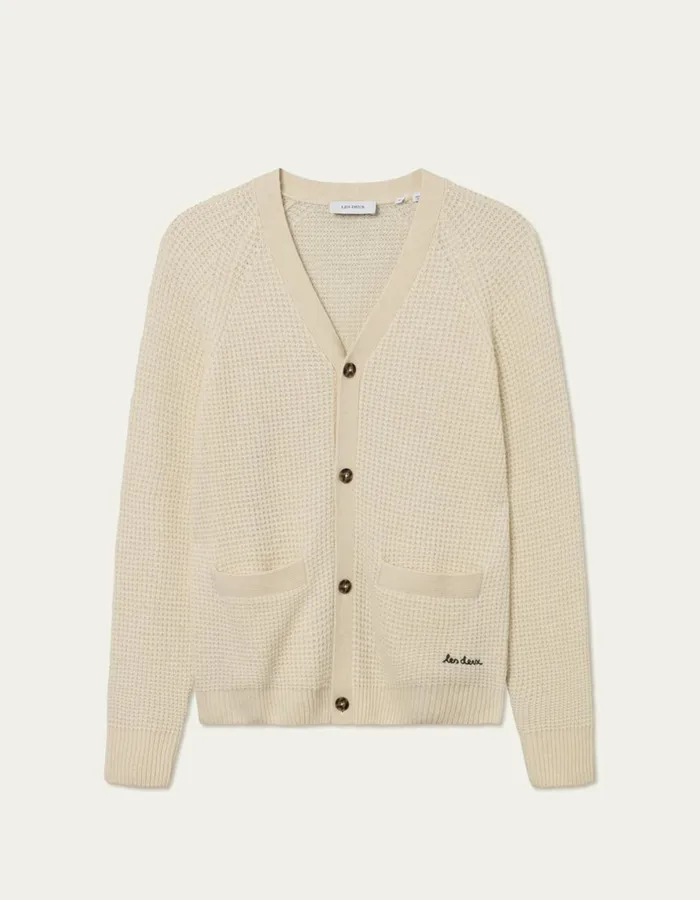 Knitwear Men Les Deux Grady Waffle Cardigan 8211 Ivory