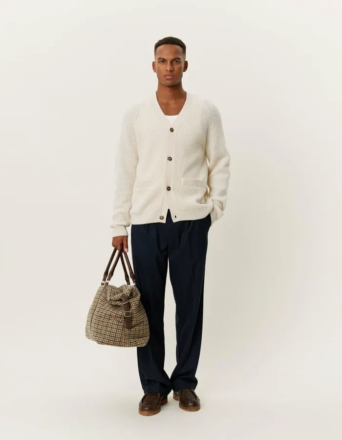Knitwear Men Les Deux Grady Waffle Cardigan 8211 Ivory