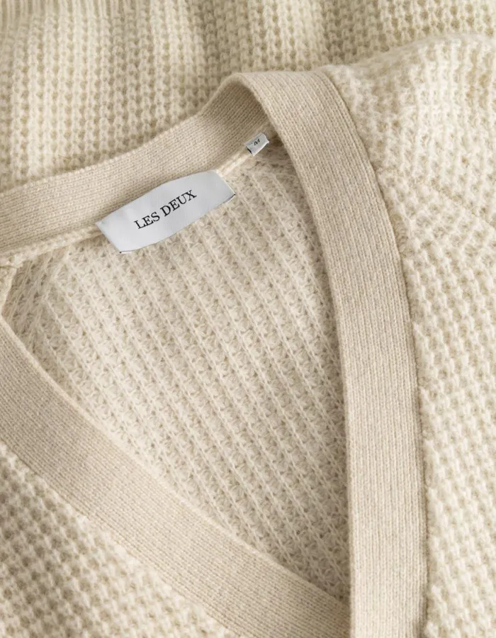 Knitwear Men Les Deux Grady Waffle Cardigan 8211 Ivory
