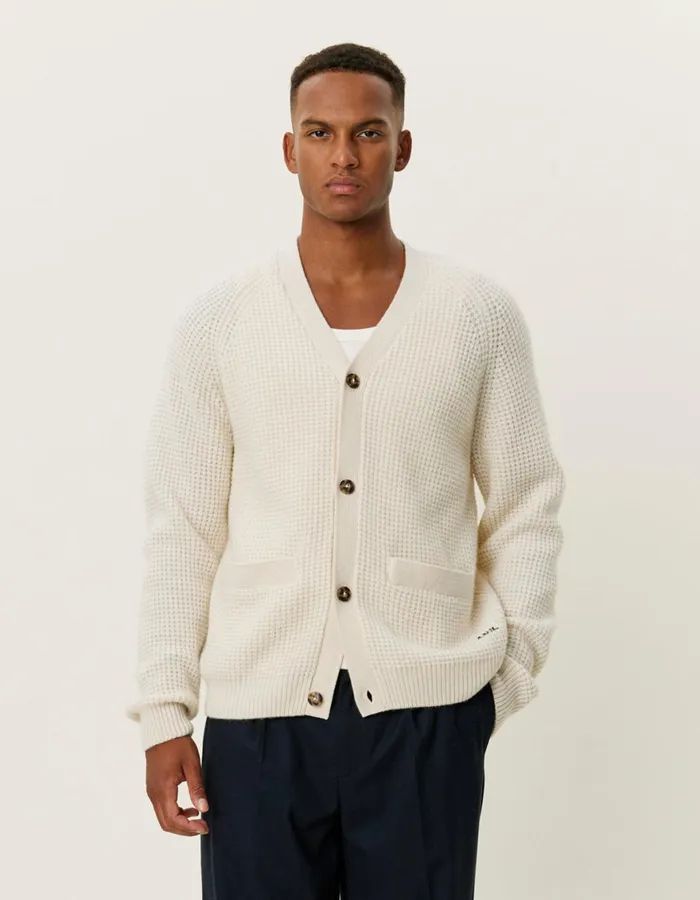 Knitwear Men Les Deux Grady Waffle Cardigan 8211 Ivory