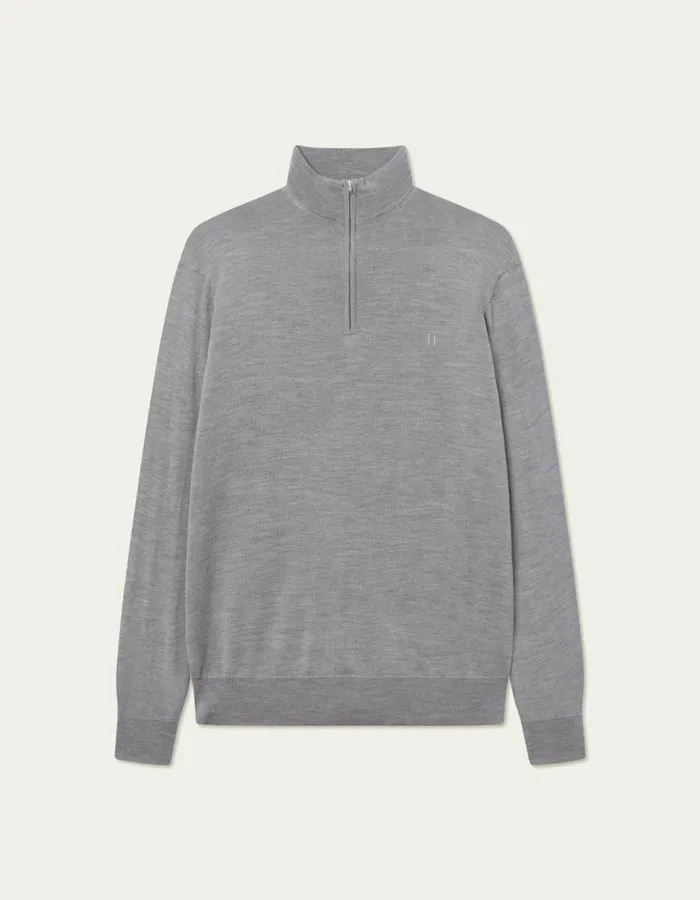 Knitwear Men Les Deux Greyson HalfZip Merino Knit 8211 Concrete Melange