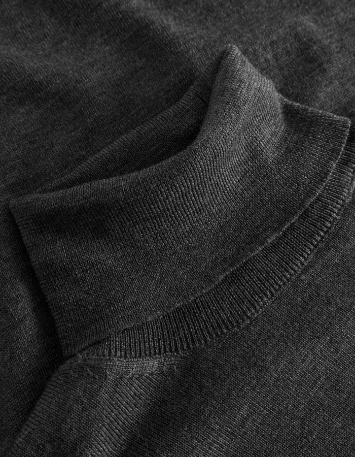 Knitwear Men Les Deux Greyson Rollneck Merino Knit 8211 Dark Grey Melange