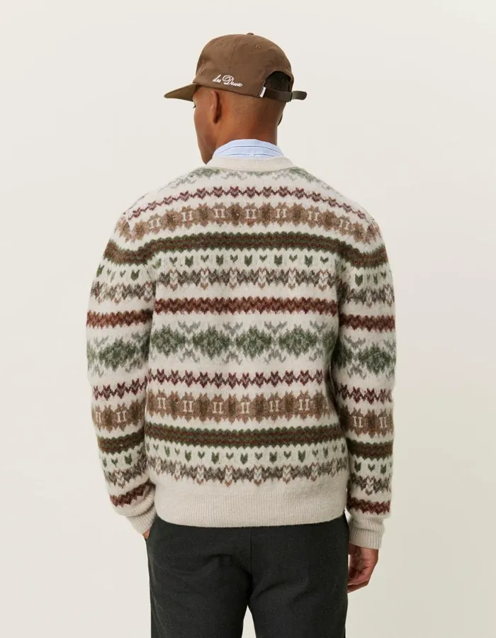 Knitwear Men Les Deux Hordur Fair Isle Cardigan 8211 Light Desert SandCoffee Brown