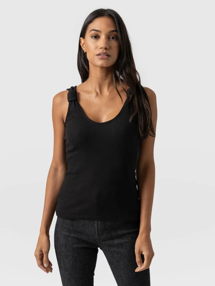 Knot Vest Rib 8211 Black Black Women Saint And Sofia Casual Tops