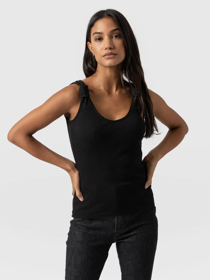 Knot Vest Rib 8211 Black Black Women Saint And Sofia Casual Tops