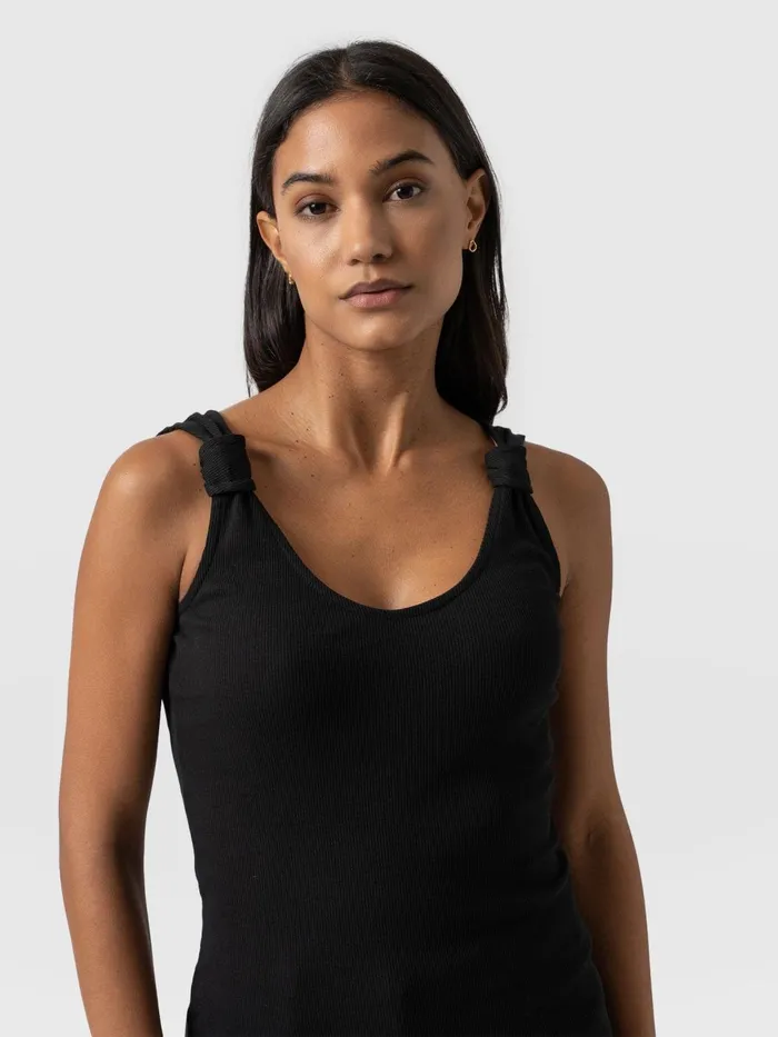 Knot Vest Rib 8211 Black Black Women Saint And Sofia Casual Tops