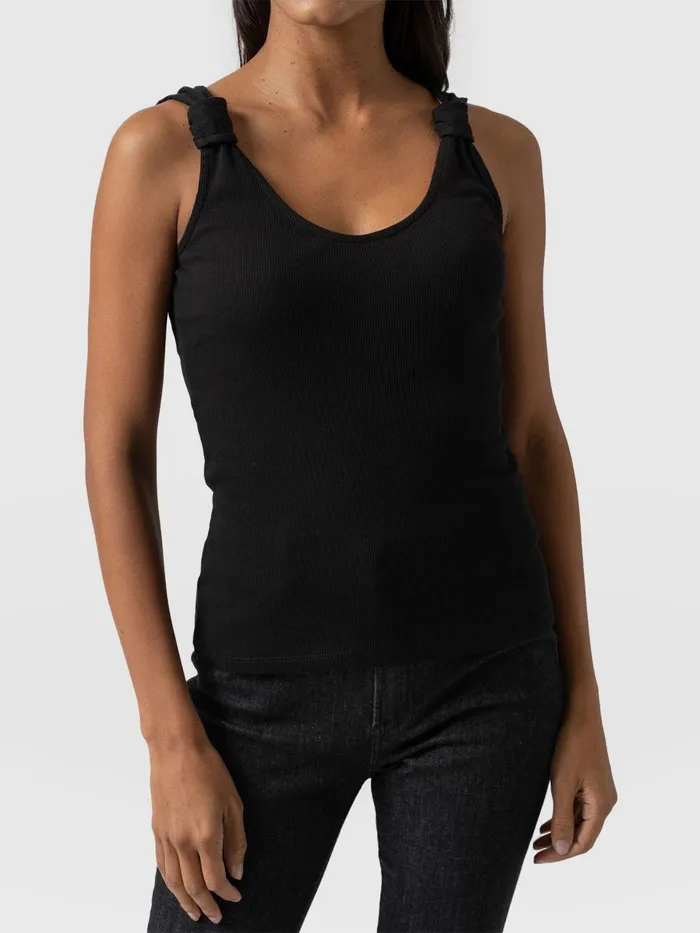 Knot Vest Rib 8211 Black Black Women Saint And Sofia Casual Tops