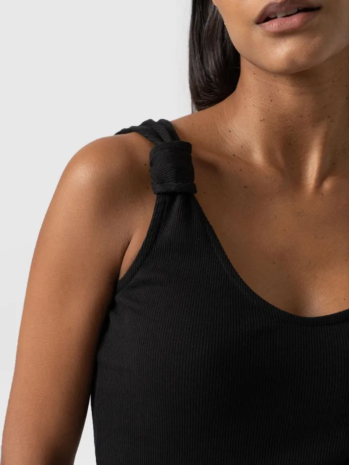 Knot Vest Rib 8211 Black Black Women Saint And Sofia Casual Tops