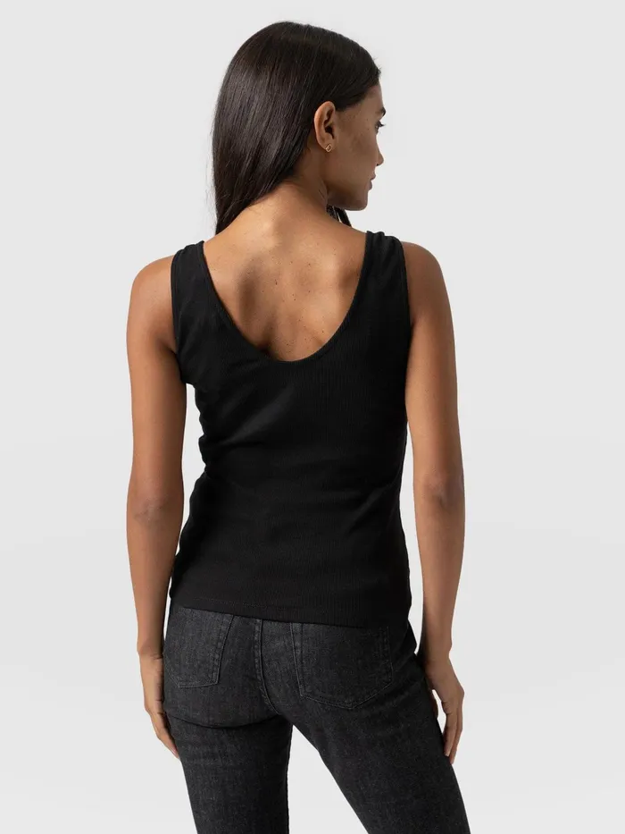 Knot Vest Rib 8211 Black Black Women Saint And Sofia Casual Tops