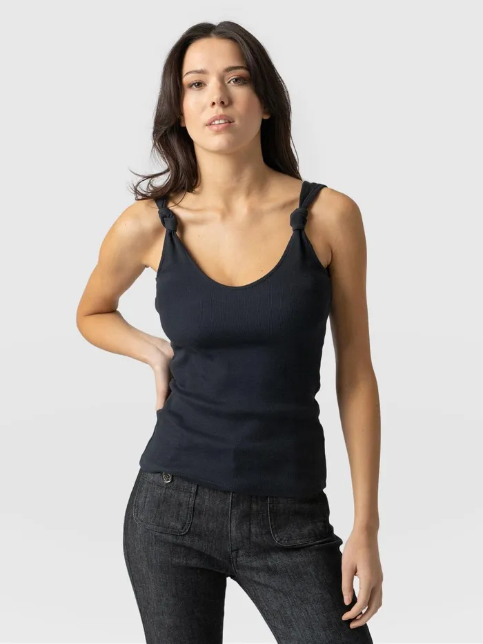 Knot Vest Rib 8211 Navy Navy Women Saint And Sofia Casual Tops