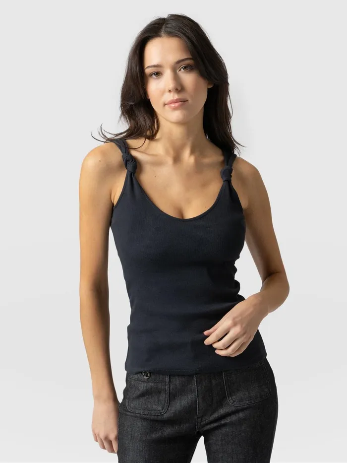 Knot Vest Rib 8211 Navy Navy Women Saint And Sofia Casual Tops