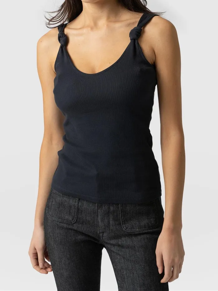 Knot Vest Rib 8211 Navy Navy Women Saint And Sofia Casual Tops