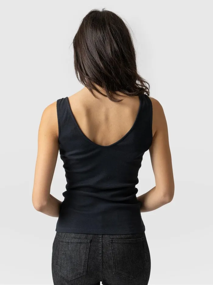 Knot Vest Rib 8211 Navy Navy Women Saint And Sofia Casual Tops