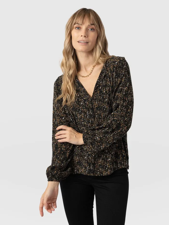 Kristen Blouse 8211 Ditsy Leopard Ditsy Leopard Women Saint And Sofia Blouses and Shirts