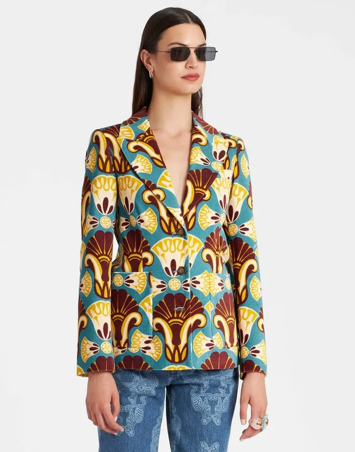 La Doublej 247 Jacket Dendera Light Blue In Cotton Velvet Women Outerwear