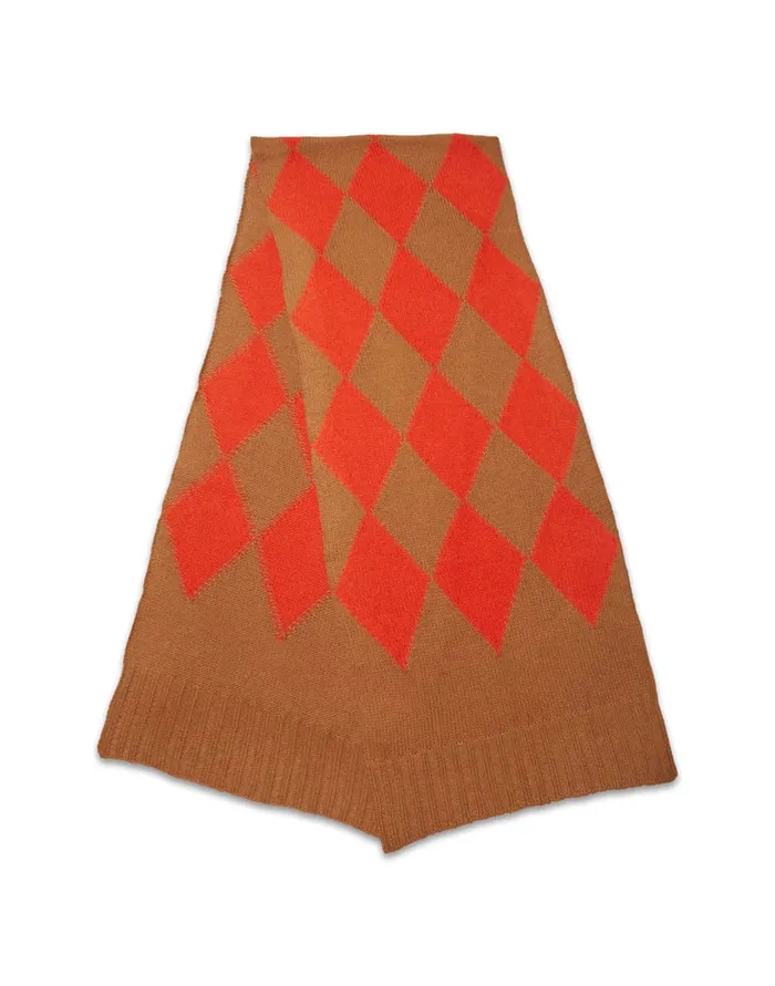 La Doublej Argyle Scarf Camel Orange In Wool Women Foulards and Scarves