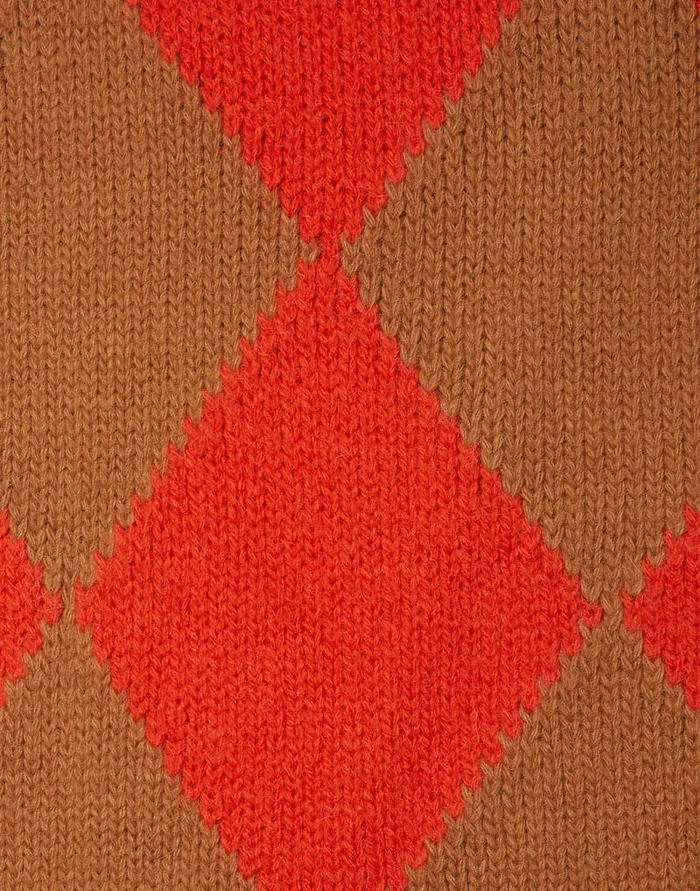 La Doublej Argyle Scarf Camel Orange In Wool Women Foulards and Scarves