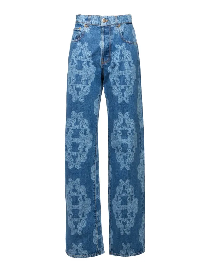 La Doublej Better Than Your Boyfriend039s Jeans Bast Blue In LaserPrinted Denim Women Shorts and Pants