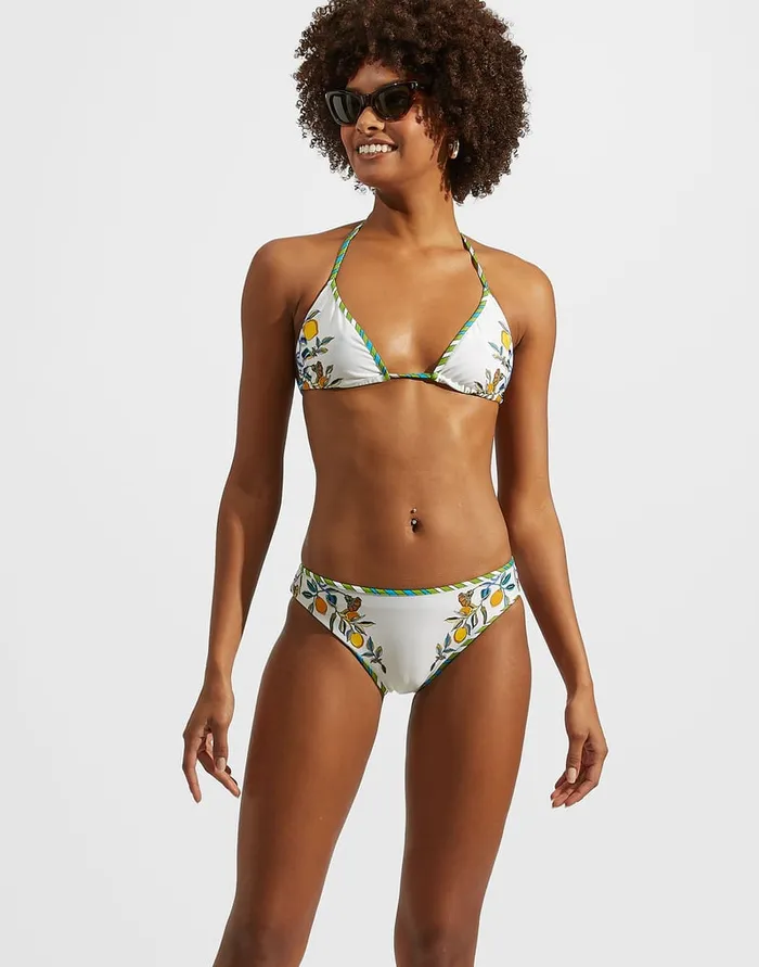 La Doublej Bikini Top Borboni Place Bianco In Lycra Women Swimwear