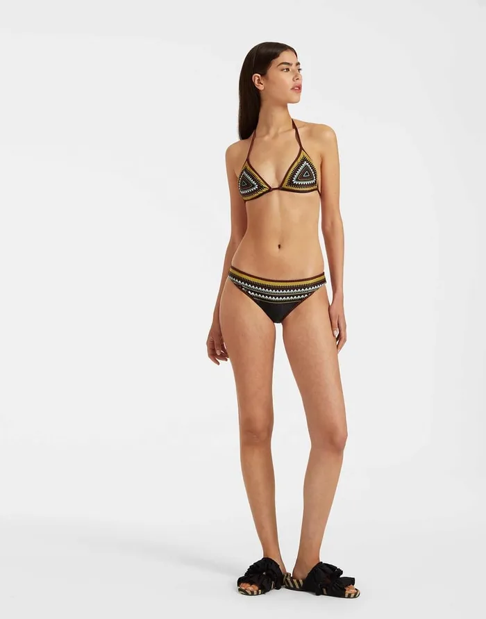 La Doublej Bikini Top Doric Place Black In Lycra Women Swimwear