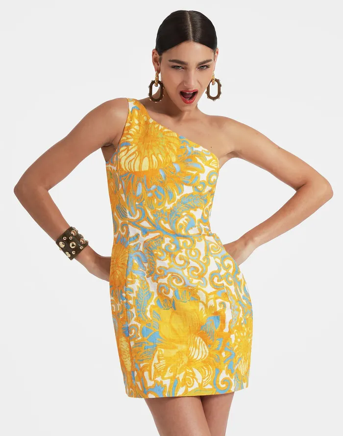 La Doublej Bold Shoulder Mini Dress Anemone Orange In Shot Cotton Women Dresses La Doublej Bold Shoulder Mini Dress Anemone Orange In Shot Cotton Women Dresses