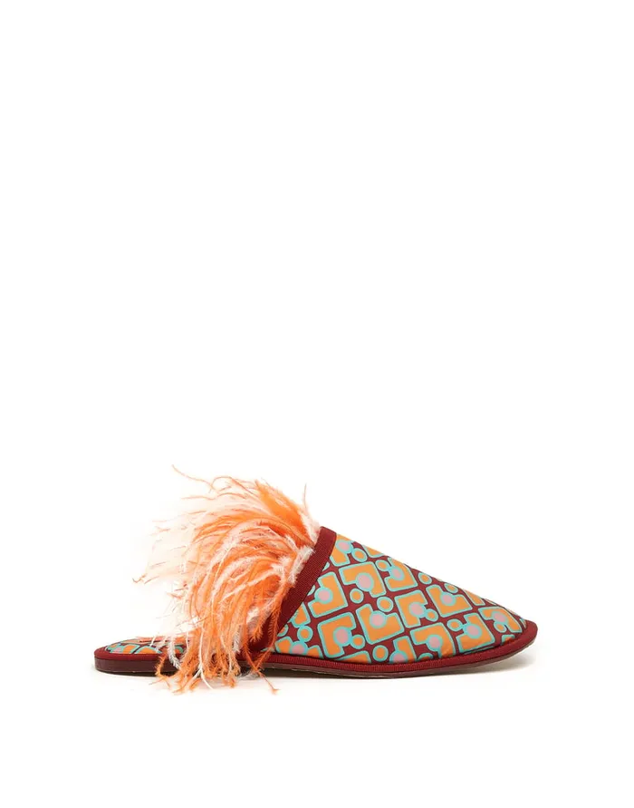 La Doublej Boudoir Slipper Puzzle Bordeaux In Faille Women Shoes