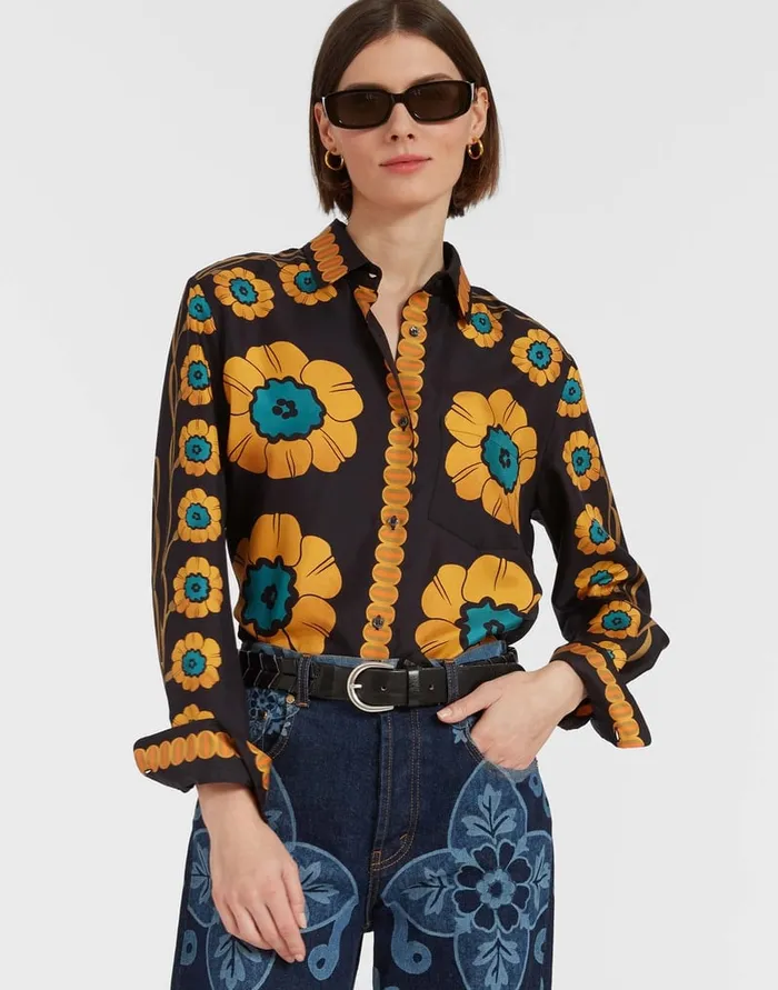 La Doublej Boy Shirt Daisychain Place Orange In Silk Twill Women Shirts and Tops La Doublej Boy Shirt Daisychain Place Orange In Silk Twill Women Shirts and Tops