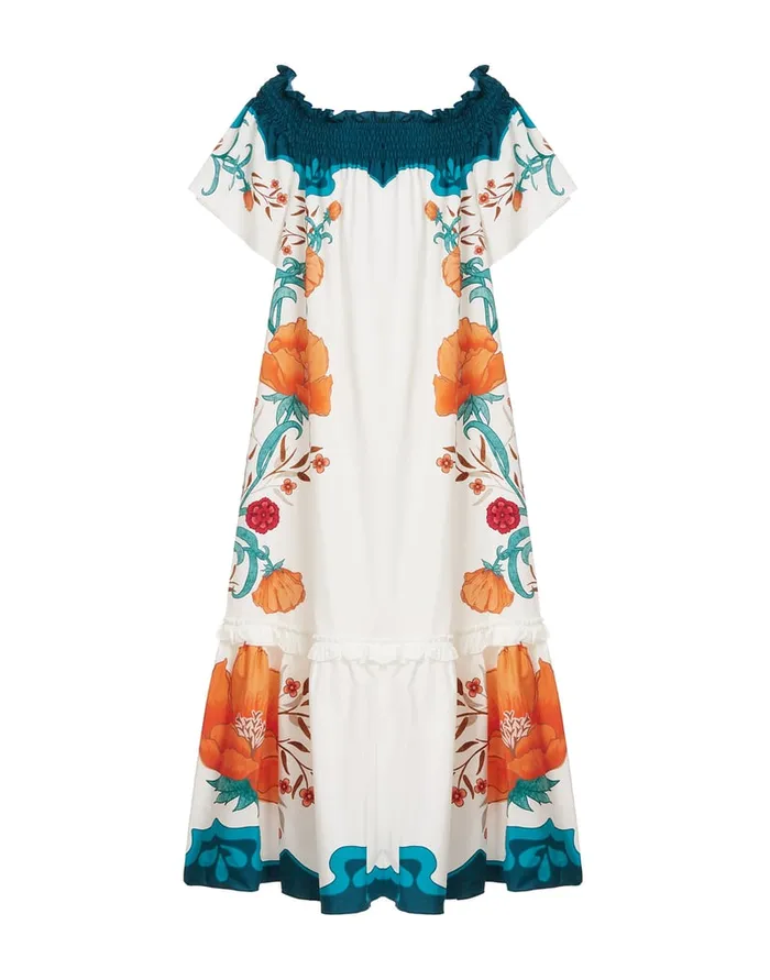 La Doublej Capalbio Dress Morpheus Place Orange In Summer Poplin Women Dresses