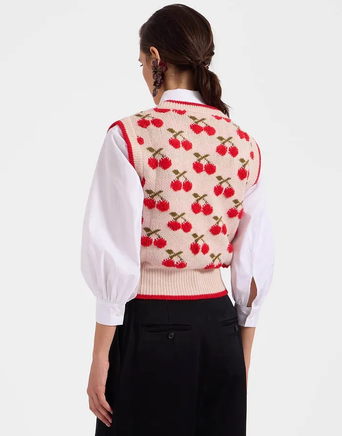 La Doublej Cherry Vest Off White In Wool Women Knitwear