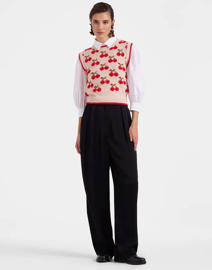 La Doublej Cherry Vest Off White In Wool Women Knitwear