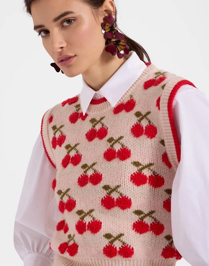 La Doublej Cherry Vest Off White In Wool Women Knitwear