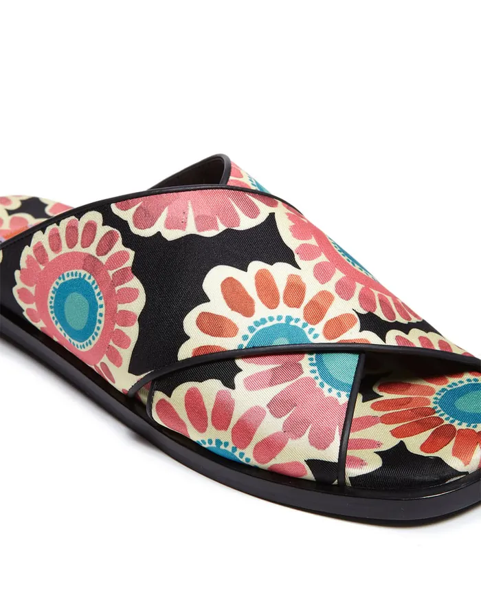 La Doublej CrissCross Sandals Crazy Daisy Black In Twill Women Shoes