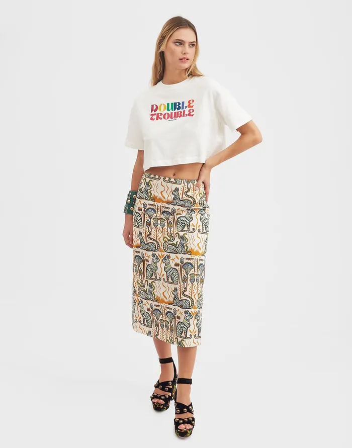 La Doublej Discman Tee Off White In Embroidered Jersey Women TShirts and Sweatshirts La Doublej Discman Tee Off White In Embroidered Jersey Women TShirts and Sweatshirts