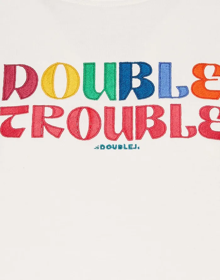 La Doublej Discman Tee Off White In Embroidered Jersey Women TShirts and Sweatshirts