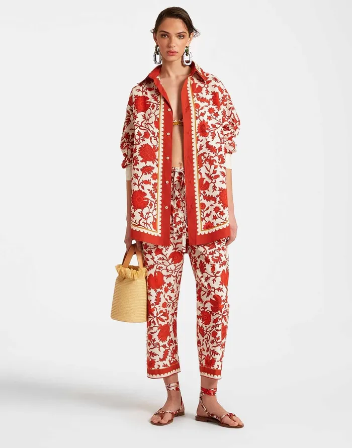 La Doublej Drawstring Pants Dragonflower Mini Red In Summer Poplin Women Shorts and Pants La Doublej Drawstring Pants Dragonflower Mini Red In Summer Poplin Women Shorts and Pants